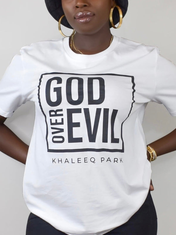 GOD OVER EVIL Tee - White